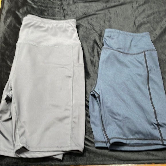 2 pairs Inseam High Waist Yoga Shorts Compression Exercise w Pockets 2XL NH13 - Picture 1 of 9